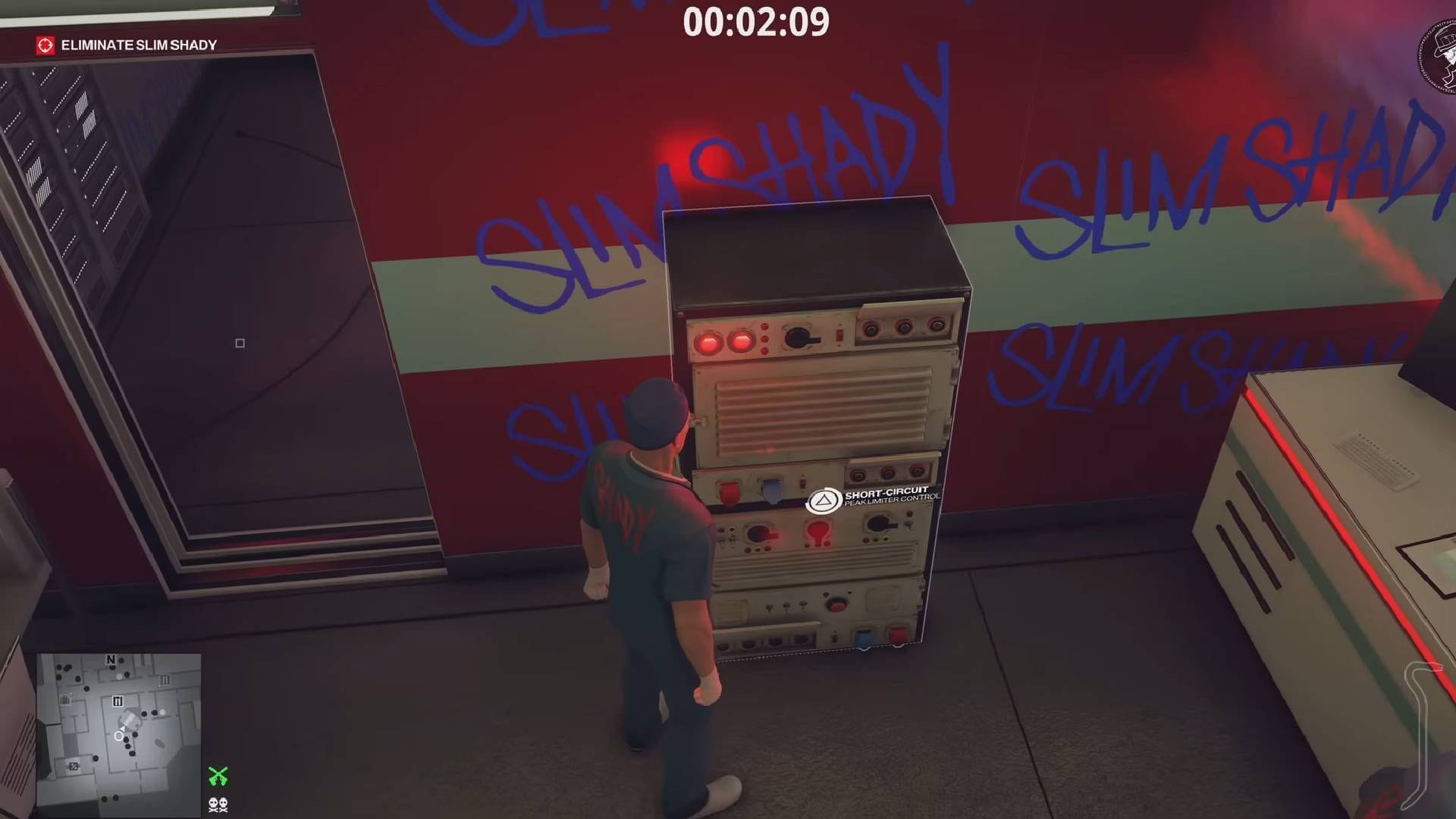 Short-circuit the Peak Limiter Control to eliminate Slim Shady in Hitman World of Assassination (Image via IO Interactive || YouTube/MrFreeze2244)