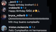 Screenshot of Jazz Chisholm Jr., Victor Robles, Bryce Miller and Triston McKenzie’s comments on Julio Rodriguez’s Instagram post (Photo via – Instagram.com/@jrodshow44)