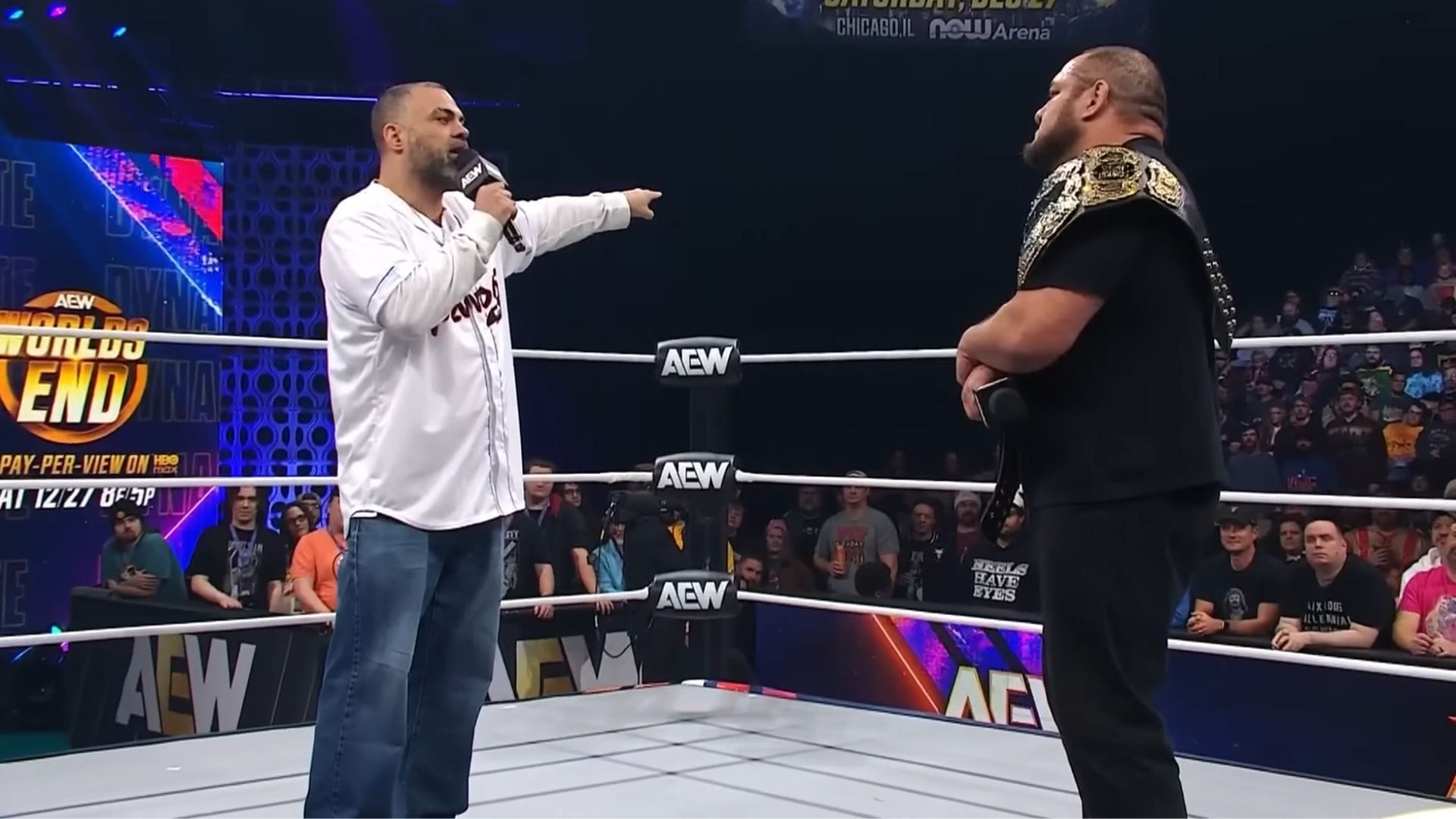 Eddie Kingston trading words with Samoa Joe [Source: All Elite Wrestling on YouTube]