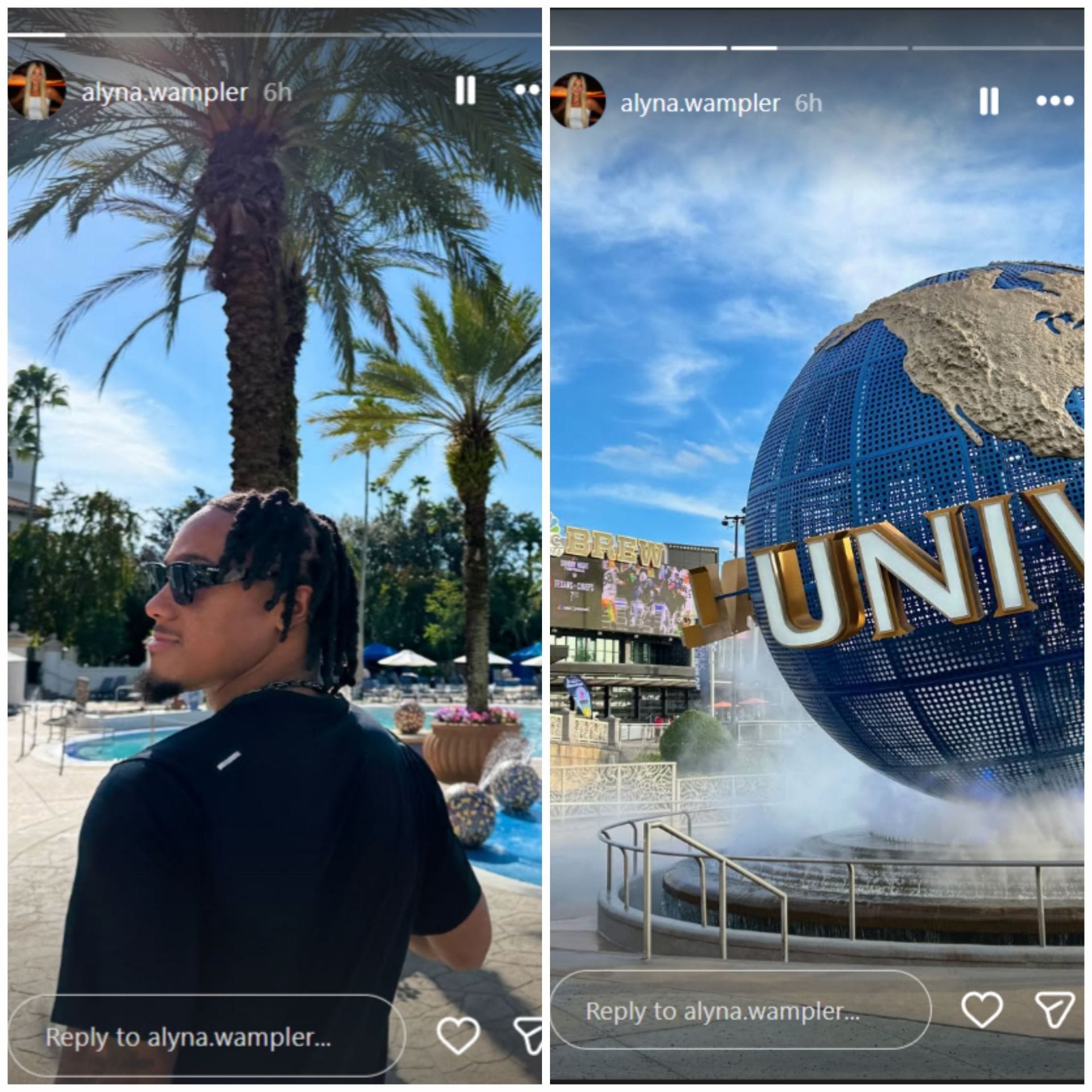 Wan'Dale Robinson a gf Alyna na romantickom rande prechádzajú zábavným parkom Universal Studios „Epic Universe“ /@alyna.wampler