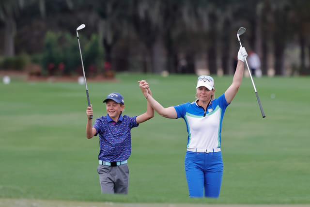 Annika Sorenstam with her son Will McGee at the PGA: PNC Championship - Source: Imagn