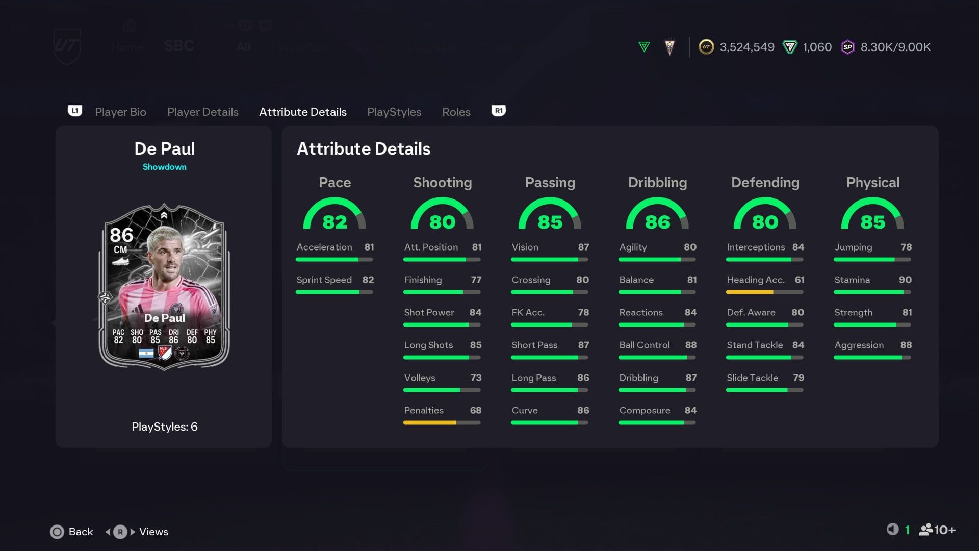 De Paul stats (Image via EA Sports)