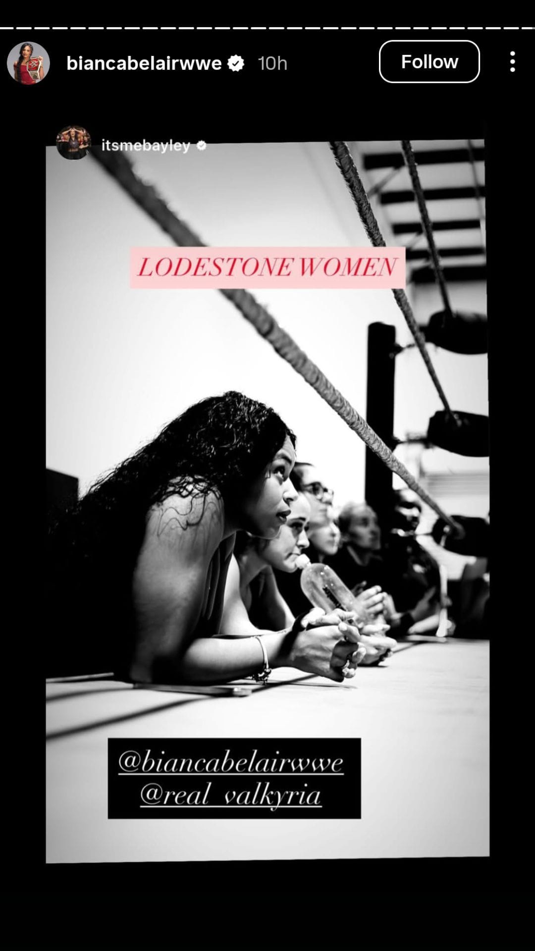 Bianca Belair IG Story (photo: Belair&#039;s Instagram)