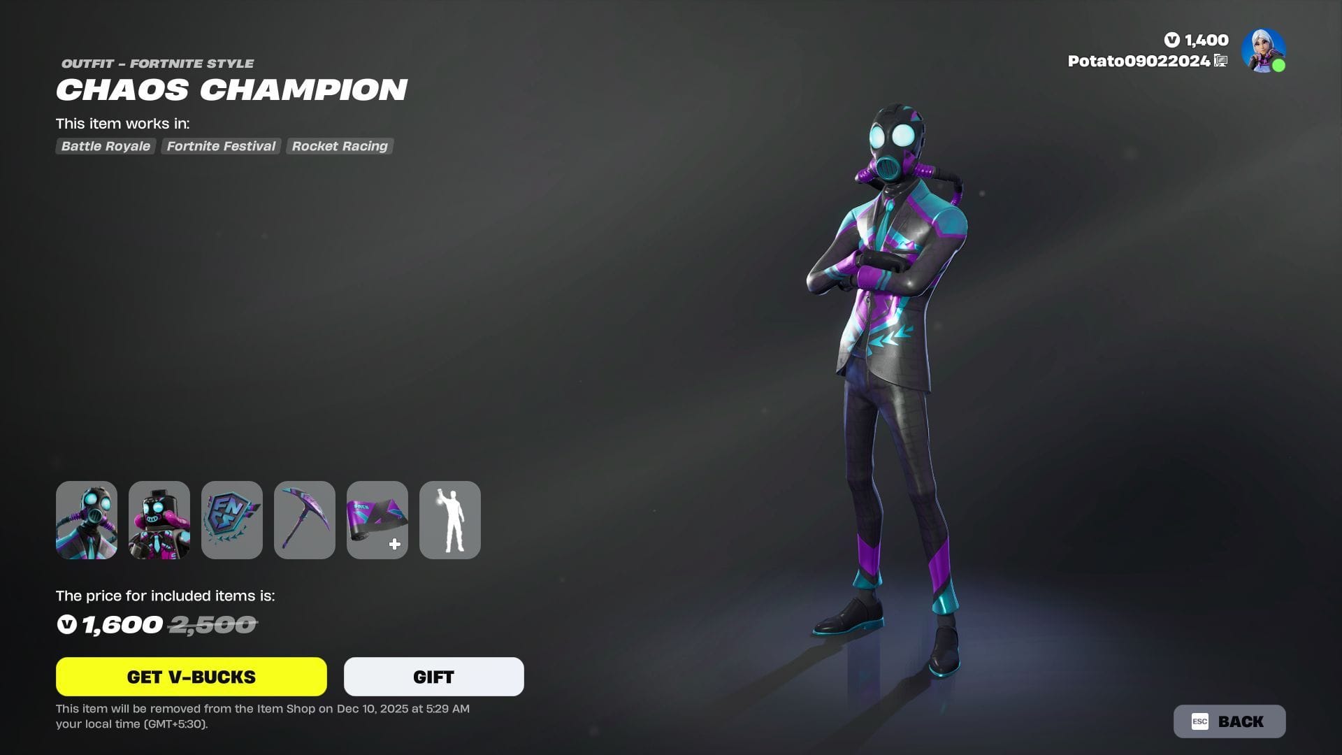 Chaos Champion will remain listed until December 9, 2025 (Image via Epic Games)