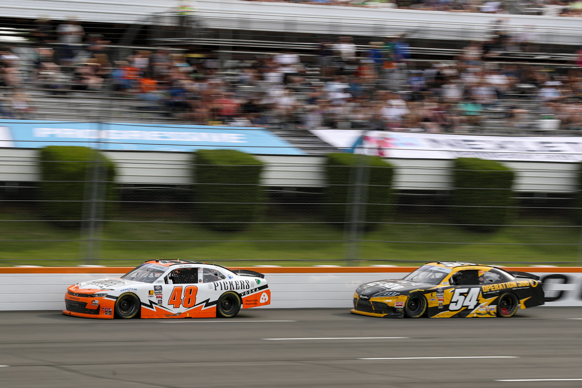 Nick Sanchez (48) and Taylor Gray (54) at Pocono Raceway. Source: Imagn
