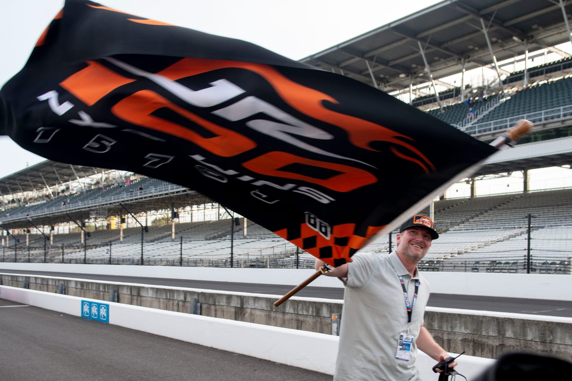 Dale Earnhardt Jr. celebrates JR Motorsports&rsquo; 100th win at Indianapolis. Source: Imagn