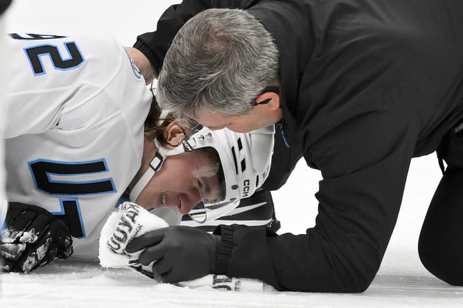 "Tape aspirin to it and get back out": Utah fans worried after Mammoth share concerning Logan Cooley injury update