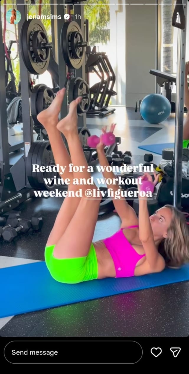 A screenshot from Jena Sims' Instagram story (via @jenamsims)