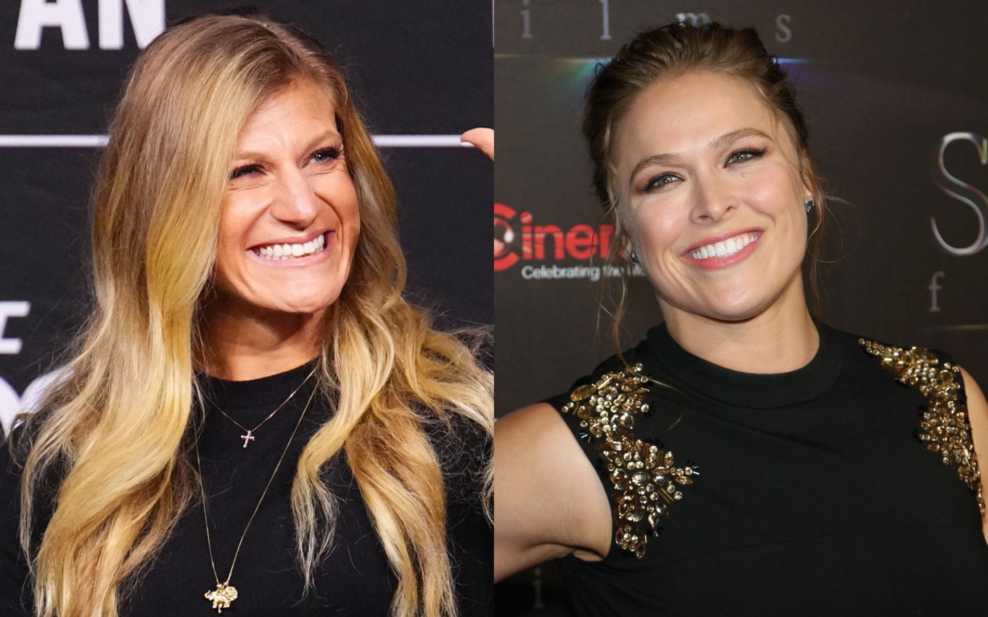 Kayla Harrison (left) on Ronday Rousey