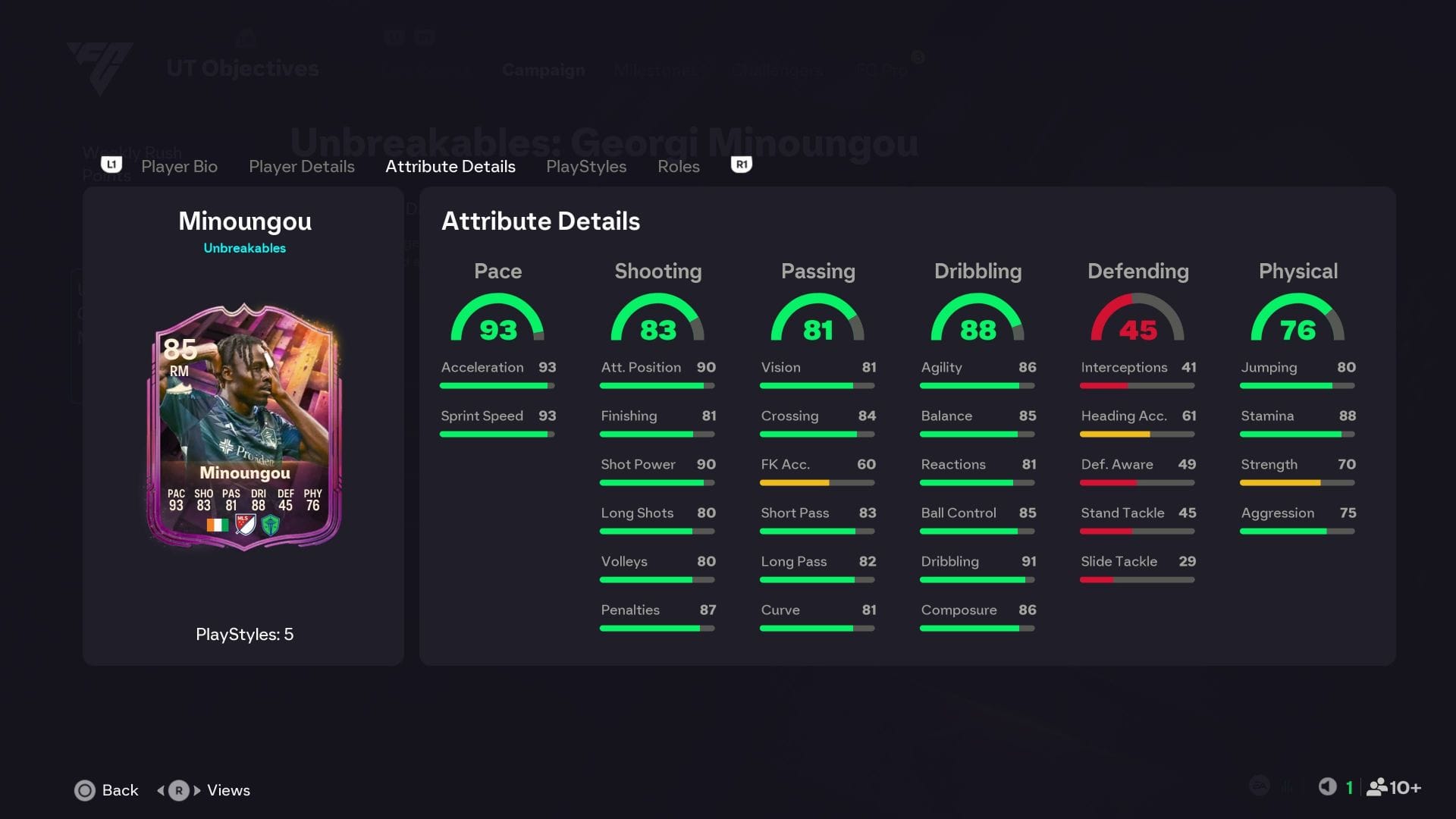 The stats (Image via EA Sports)