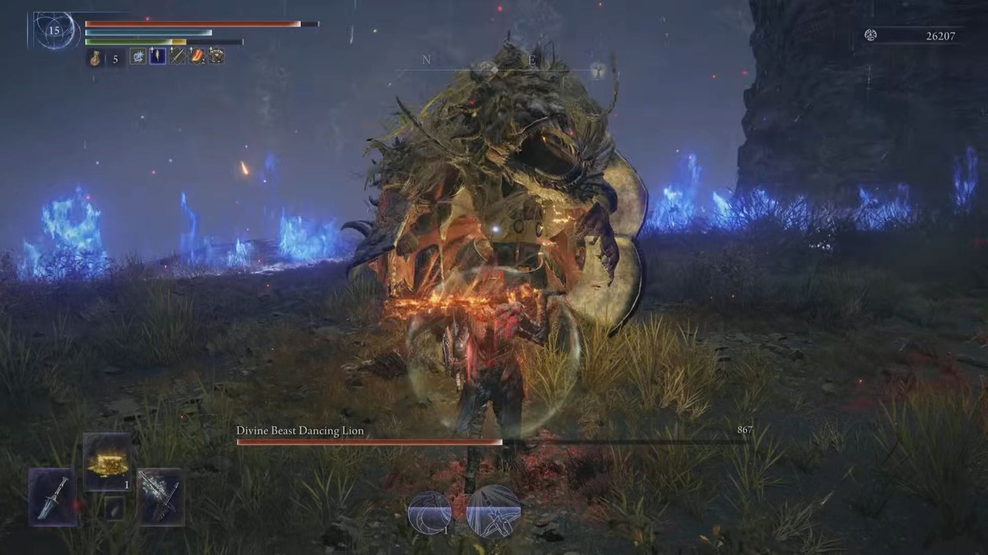 Duel with Divine Beast Dancing Lion in Elden Ring Nightreign (Image via FromSoftware || YouTube/@MACandCRACK)