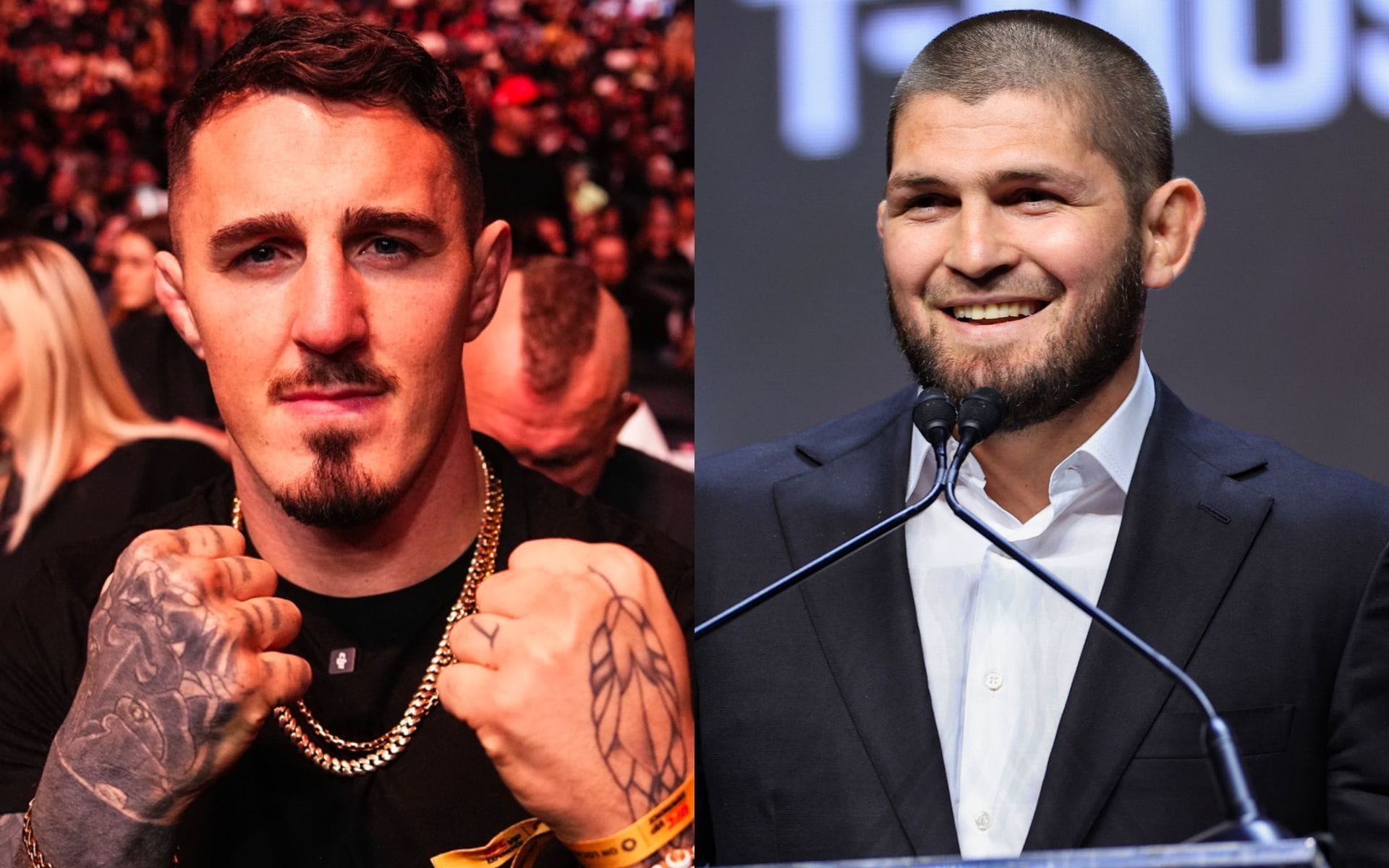 Tom Aspinall (left) recalls following Khabib Nurmagomedov