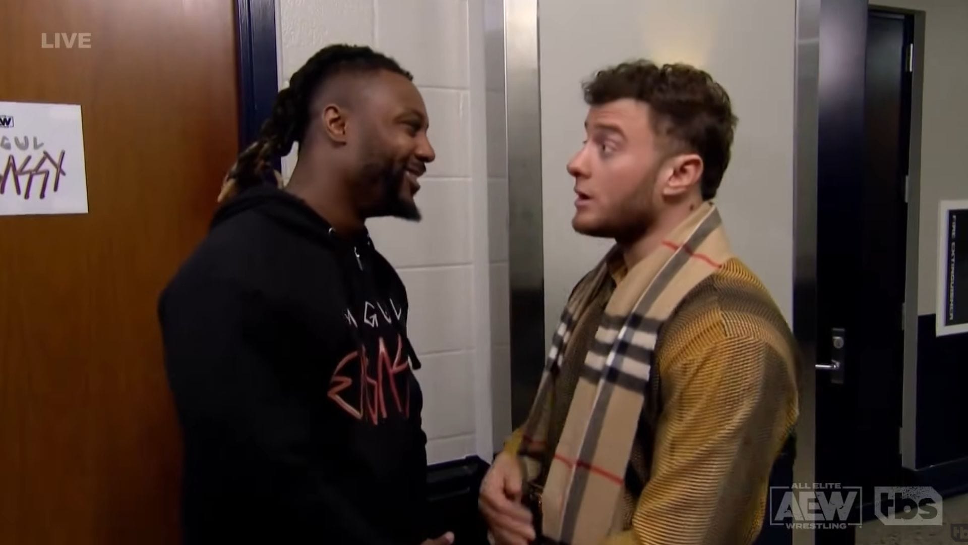 3 stars MJF could point to his return from AEW 2 Swerve Strickland and MJF (Source: AEW on YouTube)
