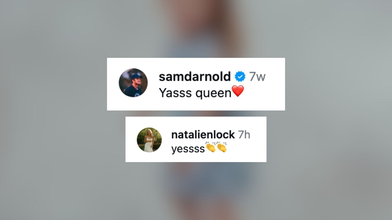 Natalie Lock and Darnold's comments on Katie Darnold's Instagram post (Image Credit: Katie/IG)