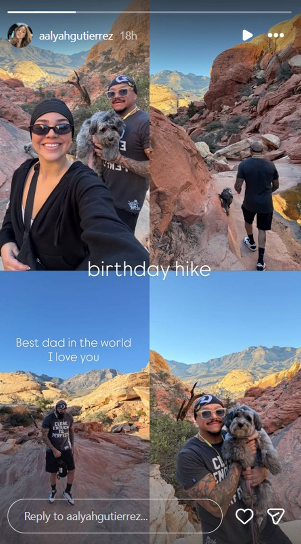 Aalyah is pictured with her father in her stories