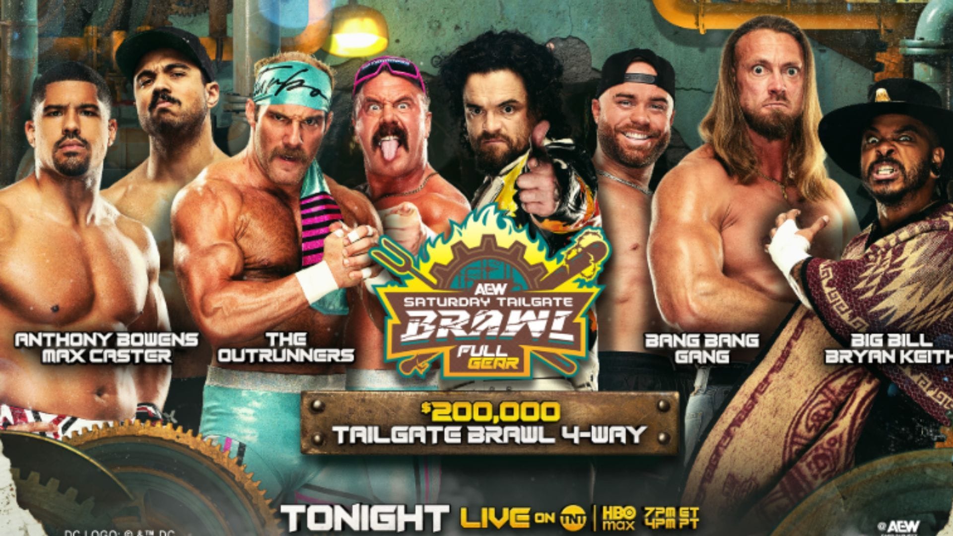 Match graphic for the $200K four-way at Saturday Tailgate Brawl: Full Gear [Source @AEW on X]