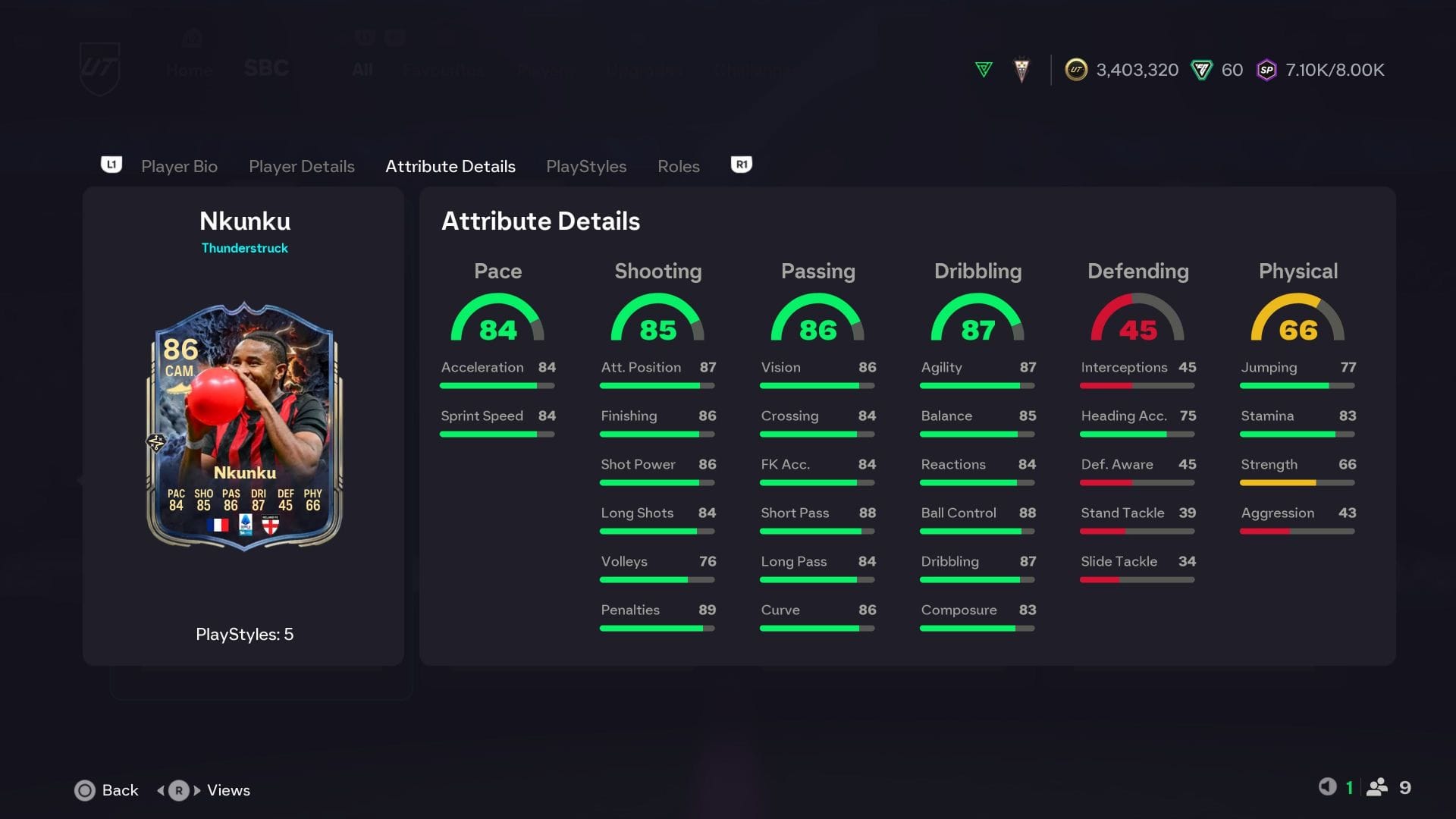 The stats (Image via EA Sports)