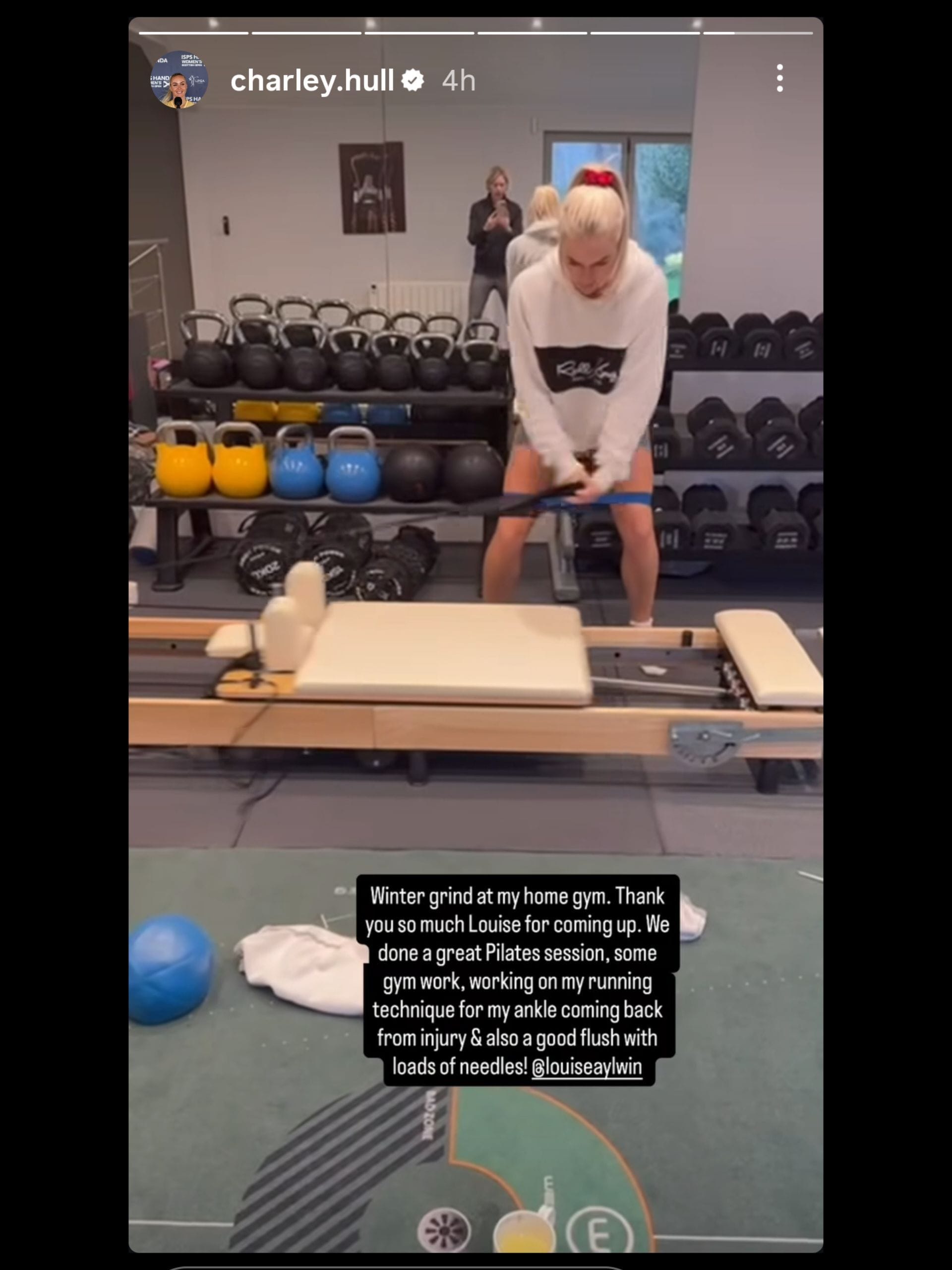 Screenshot from Hull's story / @charley.hull (IG)