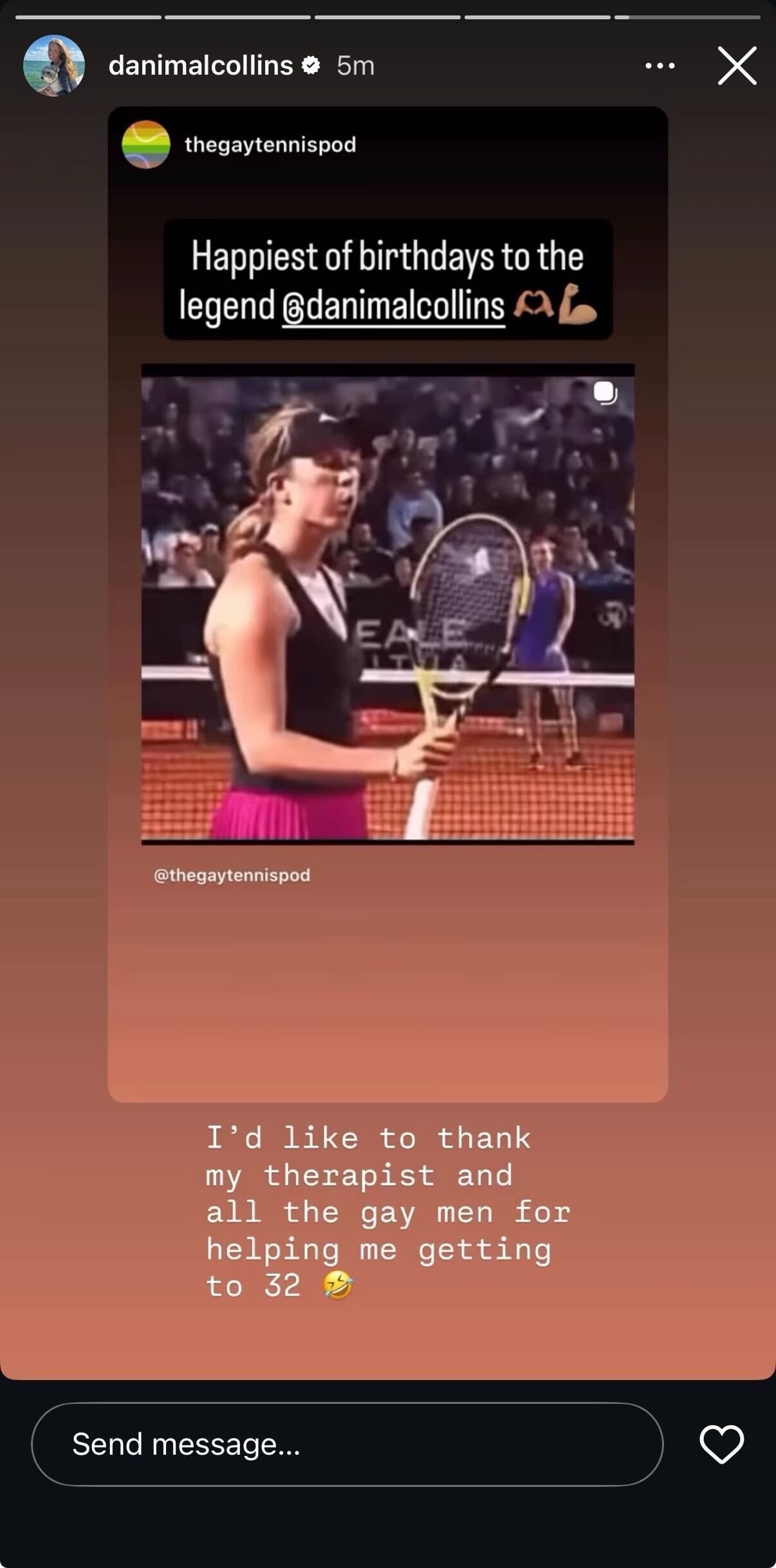 Danielle Collins&#039; Instagram story