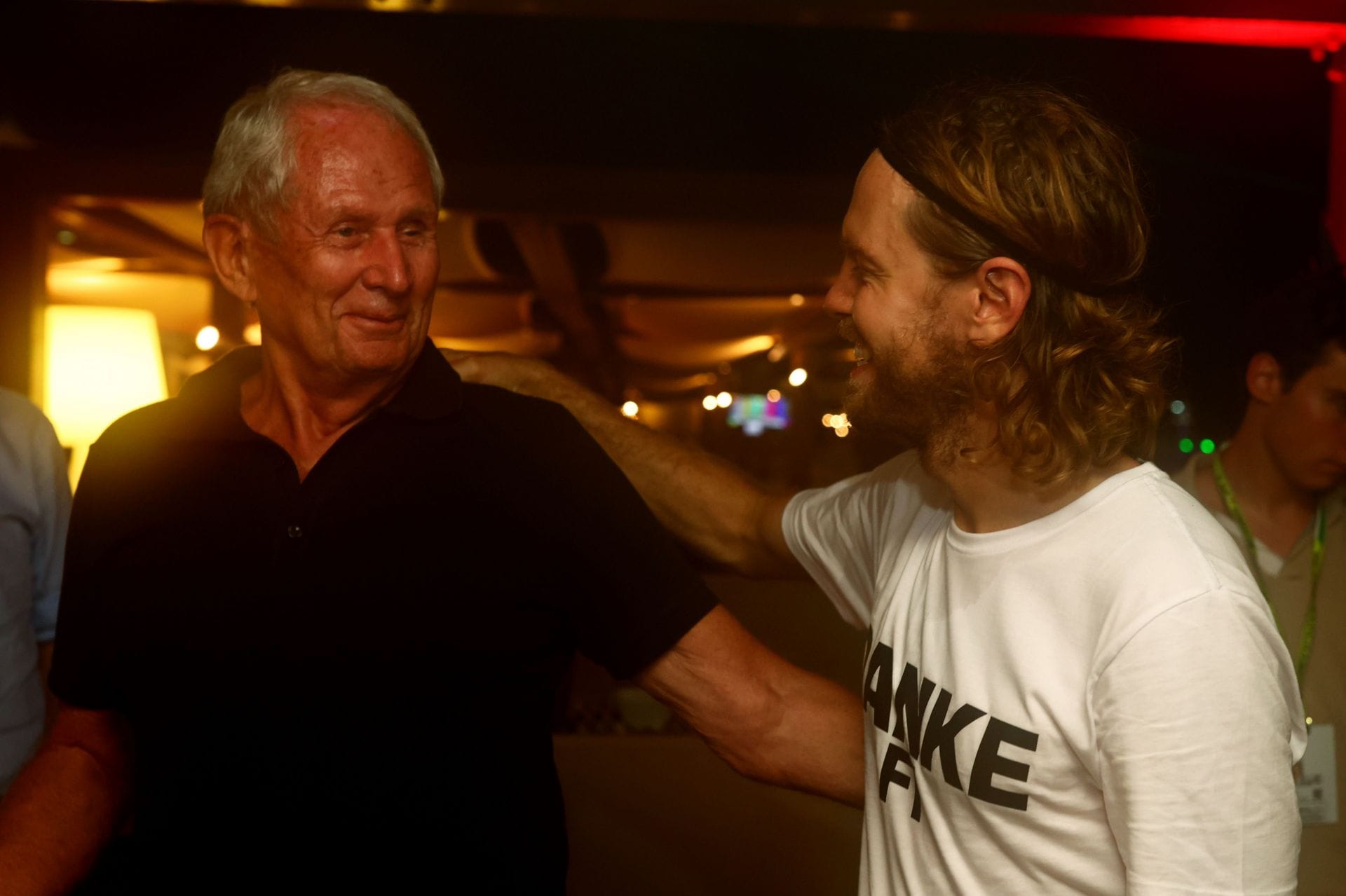 Dr. Helmut Marko and Sebastian Vettel during his 2022 retirement party. Source: Getty
