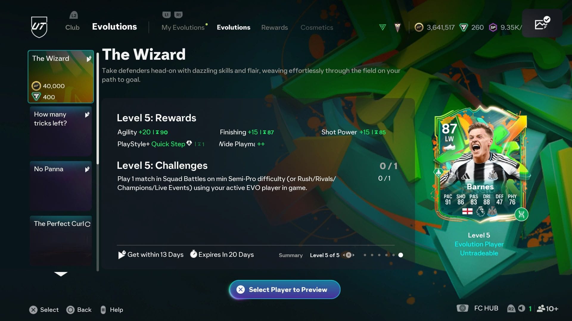 The EVO has five levels (Image via EA Sports)