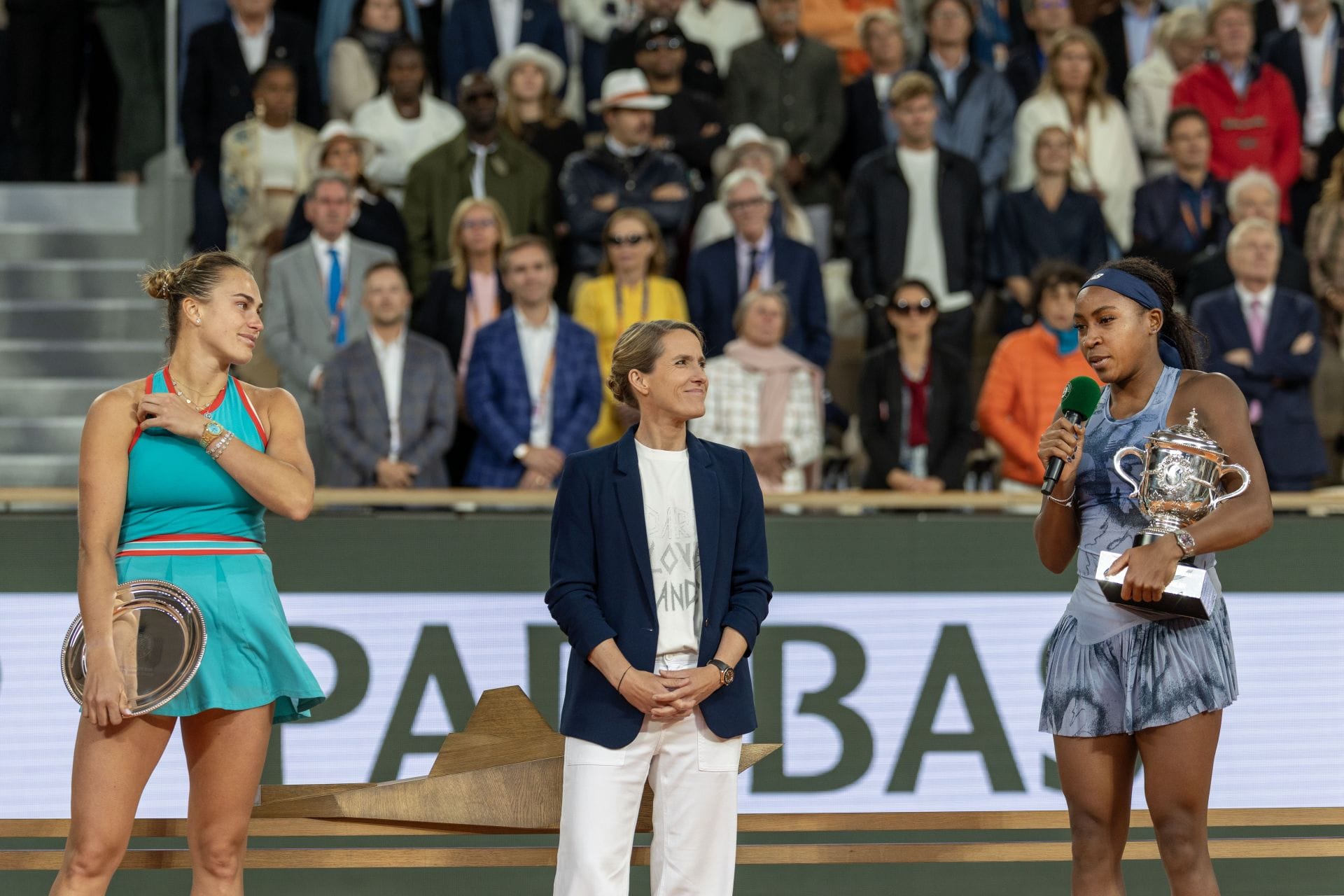 Aryna Sabalenka and Coco Gauff at the French Open. (Source: Getty)