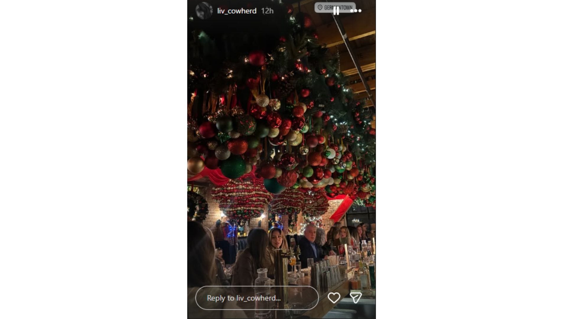 Liv Cowherd's holiday-themed photo posted on her Instagram Story. (Credit: @liv_cowherd)