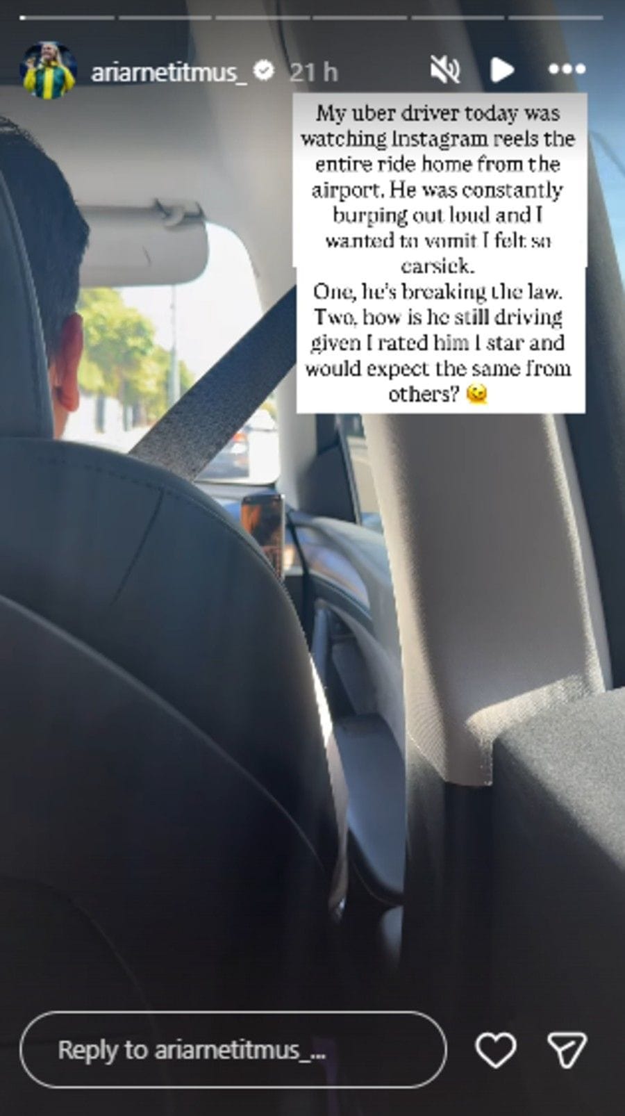 Screenshot of Ariarne Titmus&#039; Instagram story.