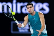 Carlos Alcaraz in action at the 2025 Australian Open (Source: Getty)