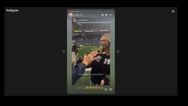 Katie shared the first photo of her looking at the bird, still afraid.  (Credit: @_hoofy)