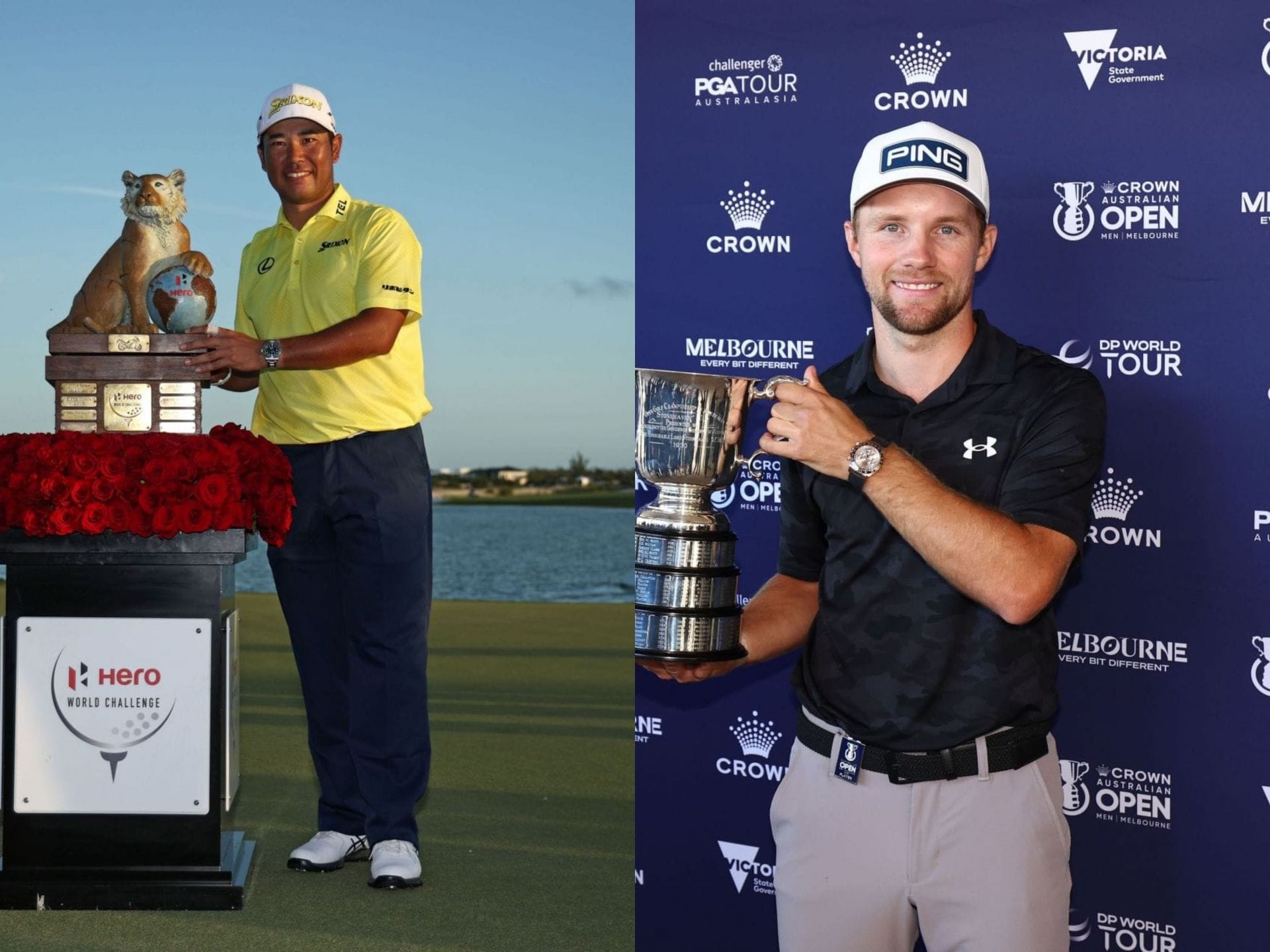 Hero World Challenge winner Hideki Matsuyama and Crown Australian Open winner Rasmus Neergard Petersen (Images via Getty)