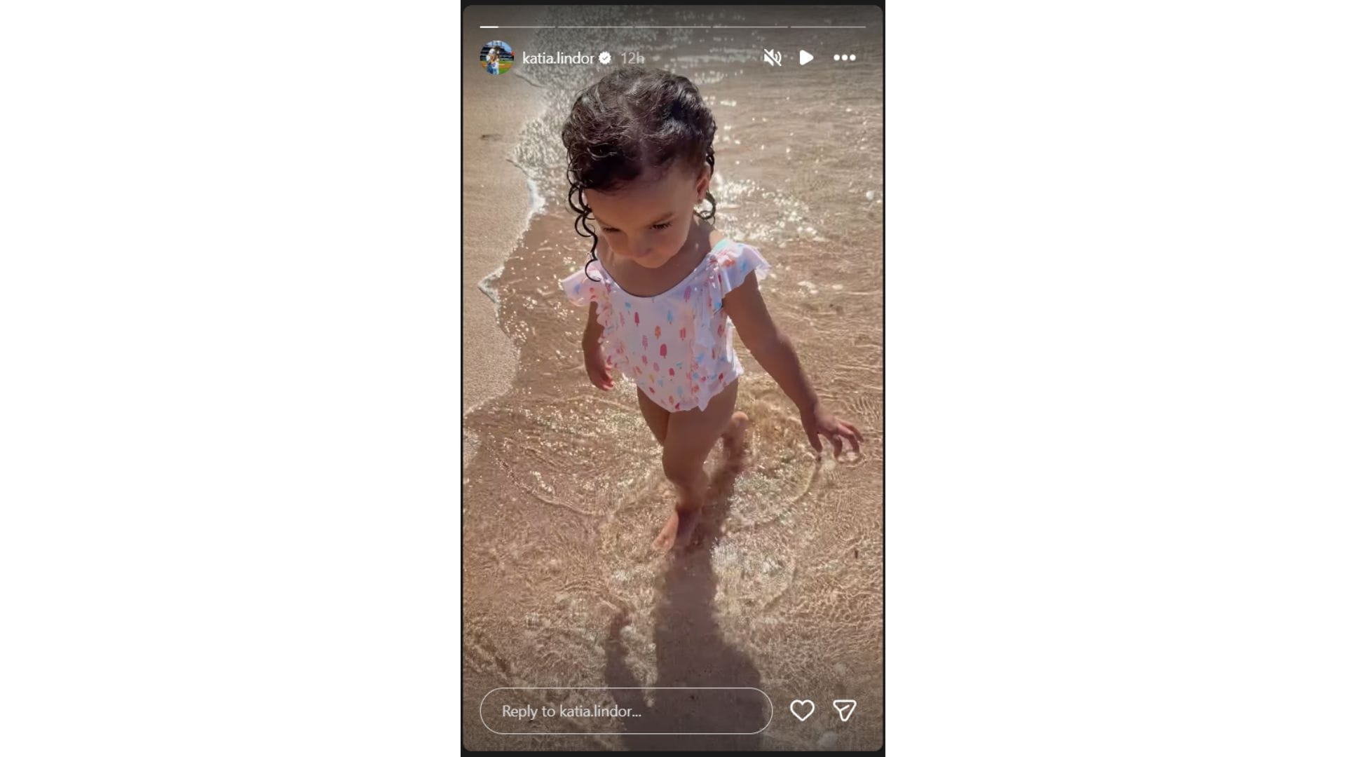 Katia Lindor&#039;s Instagram story featuring her daughter (Source: Instagram @katia.lindor)