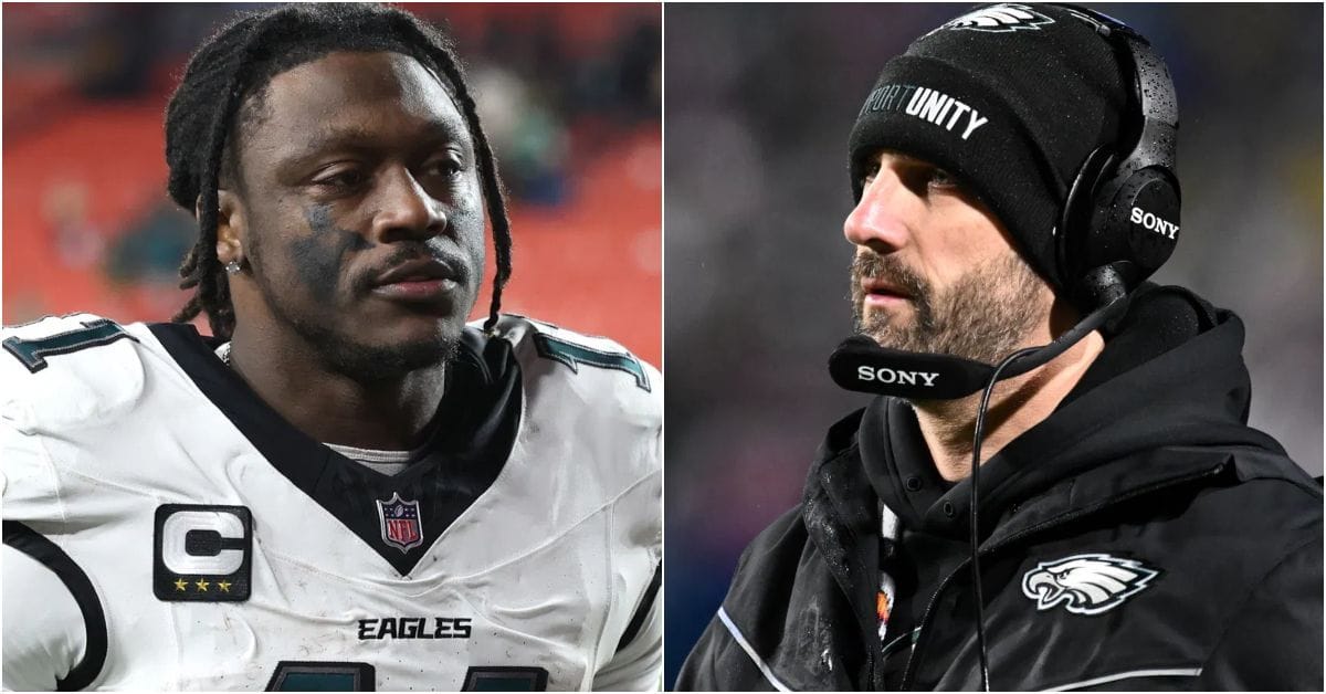WATCH: Video of A. J. Brown giving death stare to Nick Sirianni goes viral after Eagles HC mocks Bills fans following 13-12 win 
