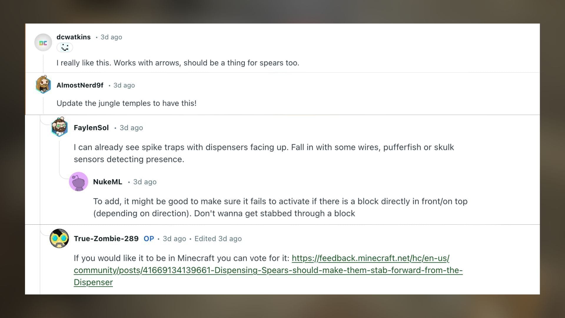 Redditors react to the spear trap idea (Image via Reddit)