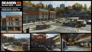The Research Center in Haven's Hollow map features an open parking lot and various paths (Image via Activision)