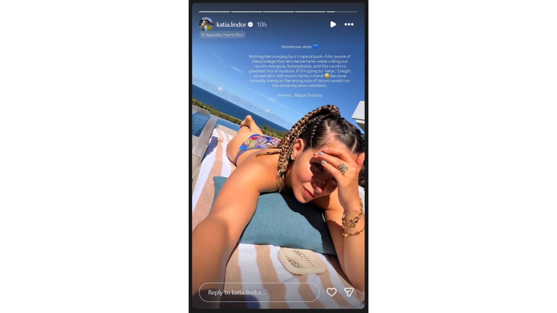 Katia Lindor&#039;s Instagram story (Source: Instagram @katia.lindor)