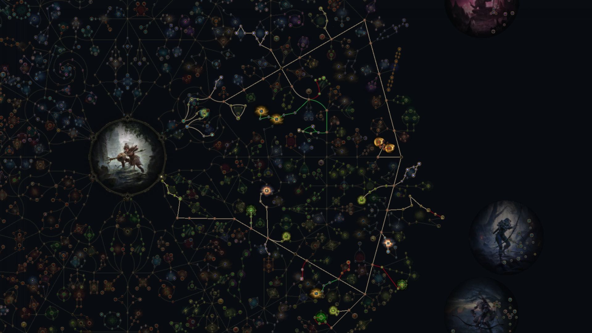 Nastavenie pasívneho stromu pre Ice Shot Amazon v PoE 2 (obrázok cez PoB || GGG)