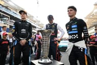 McLaren's Oscar Piastri (L), Red Bull's Max Verstappen, McLaren's Lando Norris (R) at the 2025 F1 Grand Prix of Abu Dhabi - Source: Getty