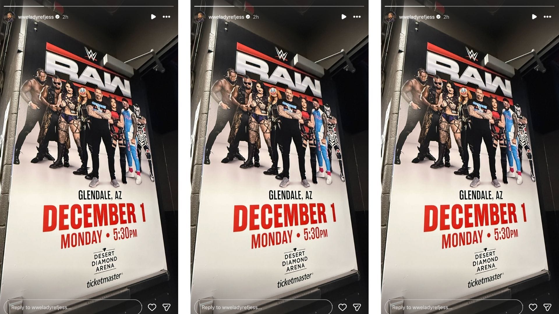 A referee taunted Lynch ahead of RAW. [Image credit: Jessika Carr&#039;s Instagram story]