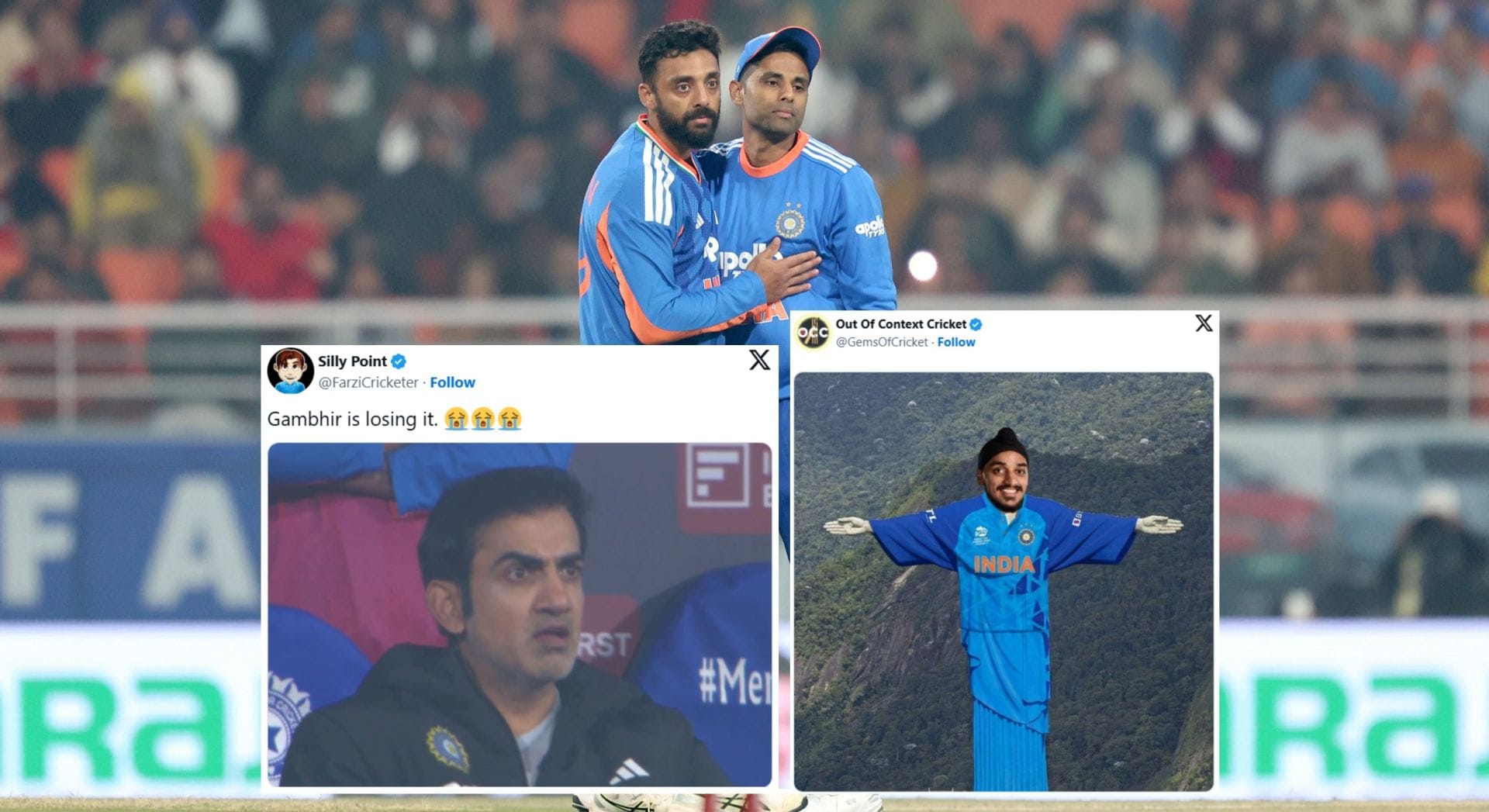 Fans share memes after first innings of 2nd IND vs SA T20I. (Images: X - BCCI, @GemsOfCricket, @FarziCricketer)