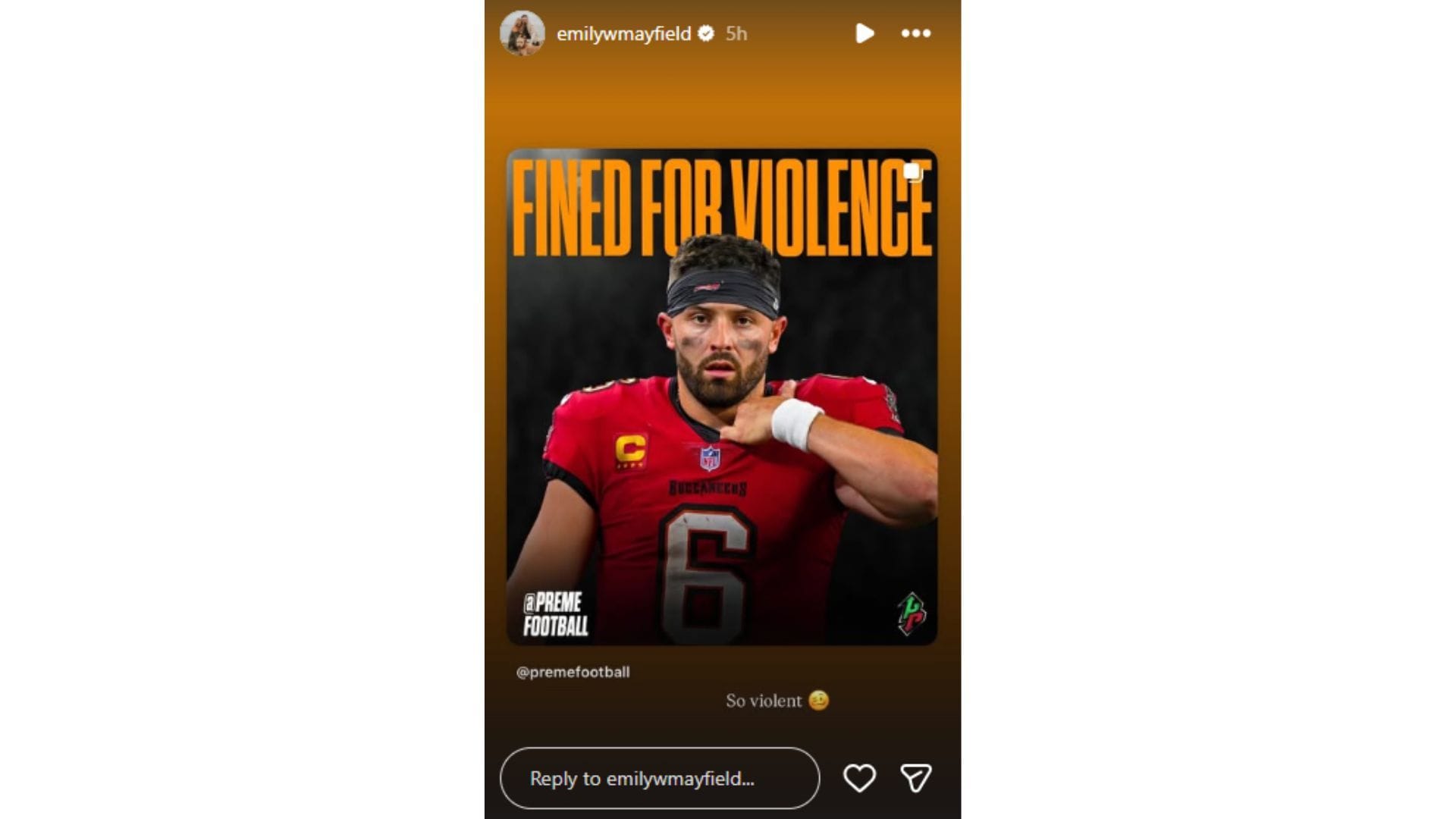 Emily Mayfield showed her disappointment for the NFL&#039;s decision.(Credit: @emilywmayfield)