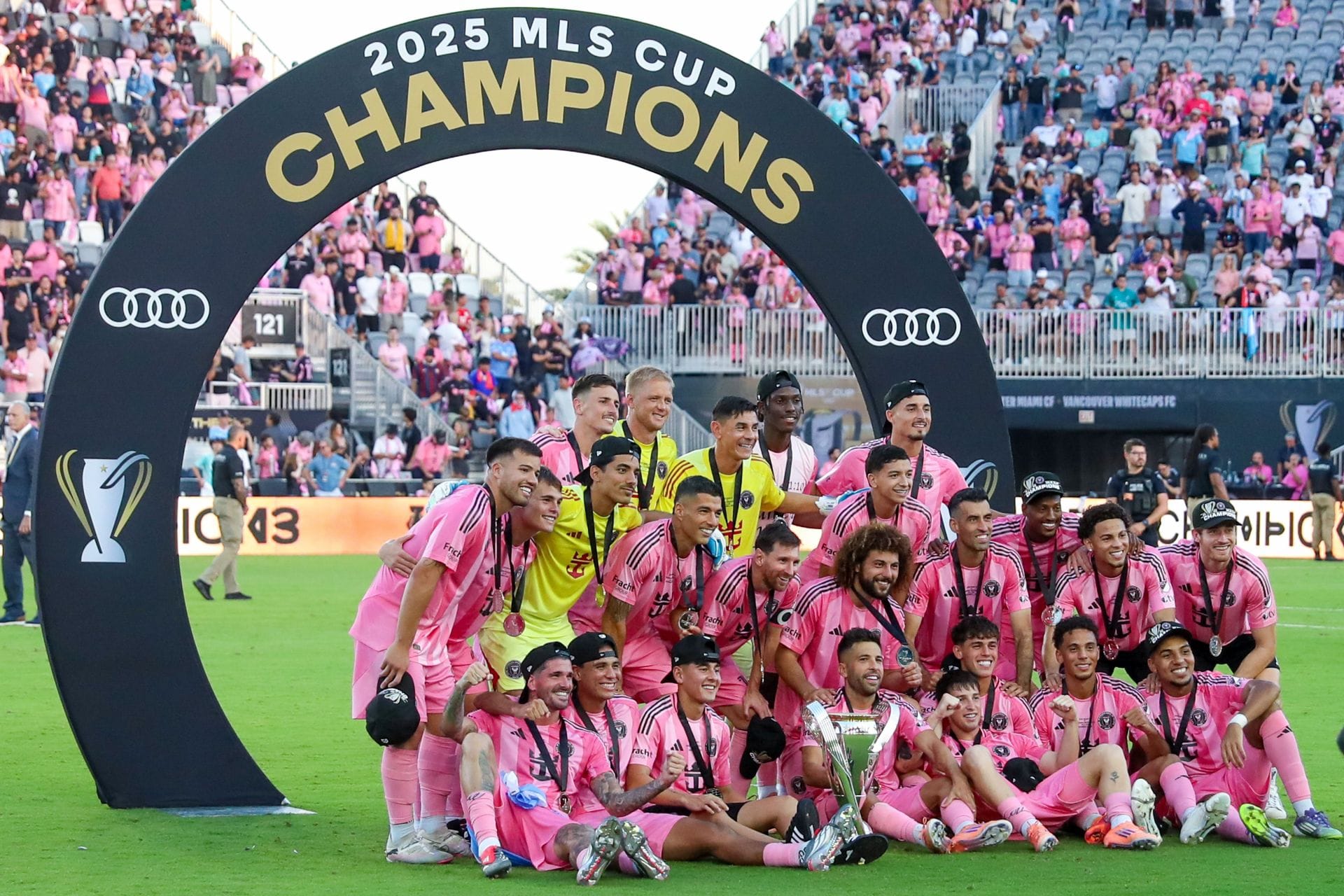 Lionel Messi&#039;s Inter Miami rejoice after their MLS Cup win on Sunday.