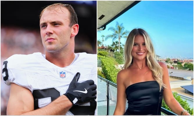Brock Bowers' GF Cameron loses her mind over one-hand TD catch from Raiders TE vs. Chargers