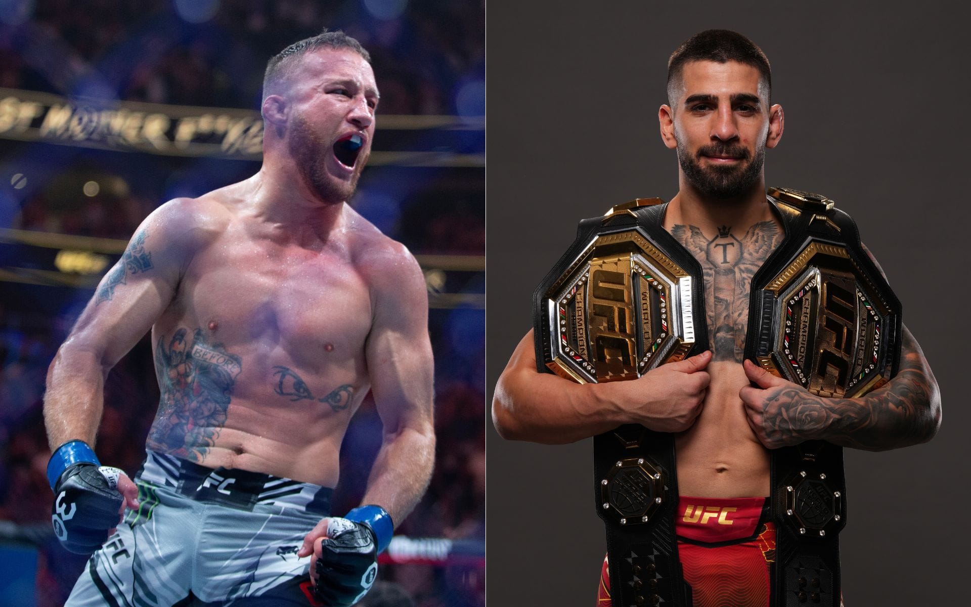 Justin Gaethje (left) wants to fight Ilia Topuria at UFC White House. [Images courtesy: Getty Images]