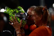 Lando Norris celebrates with his mother Cisca Norris and father Adam Norris. Source: Getty