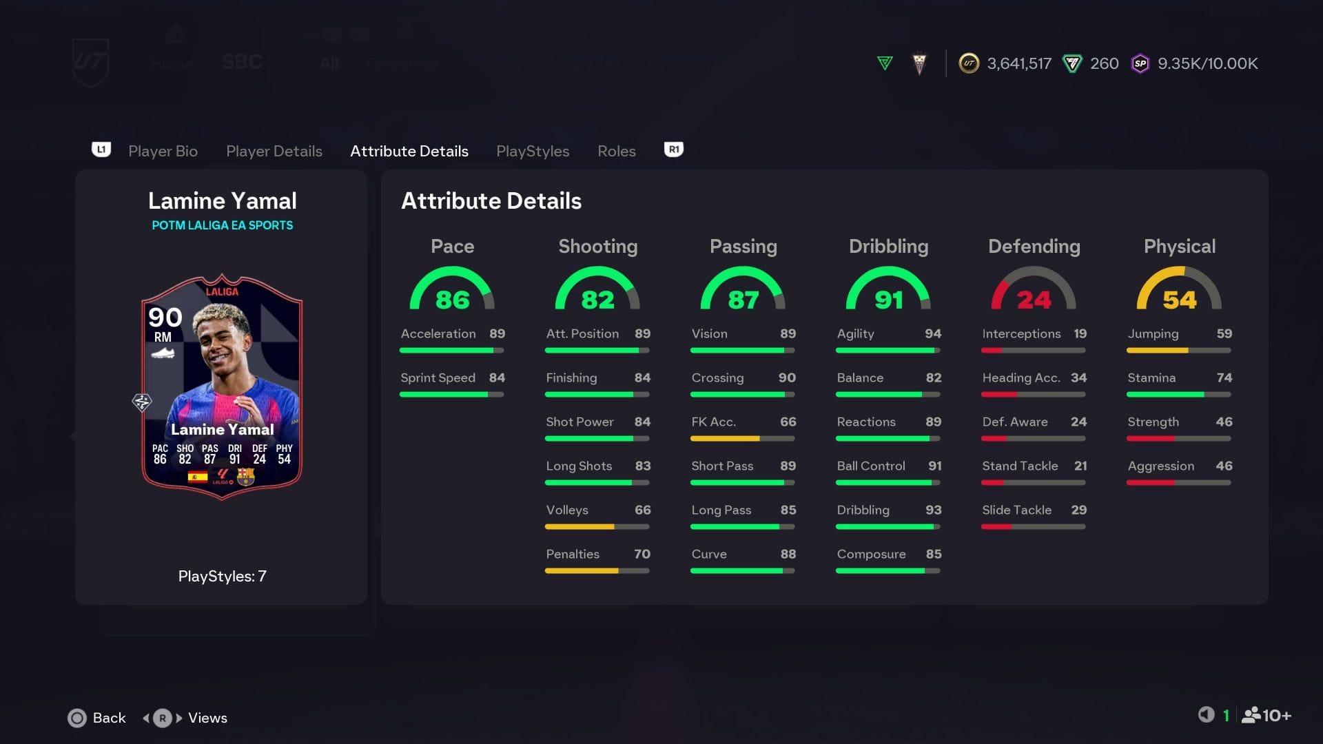 The stats (Image via EA Sports)