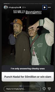 Kyrgios' Instagram story