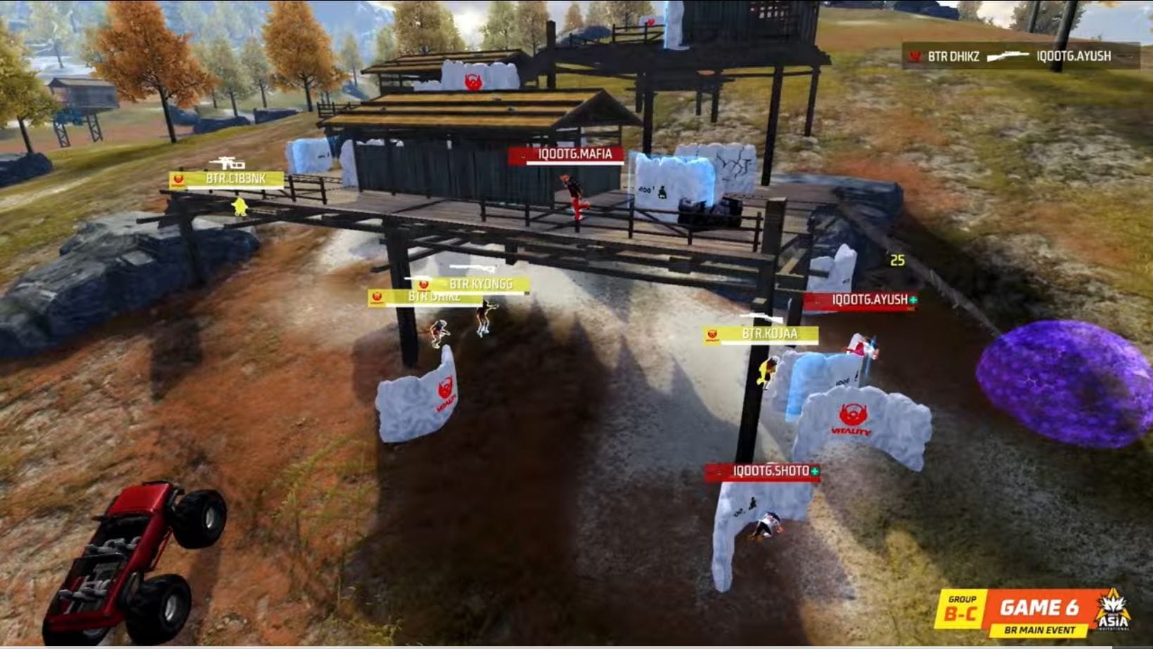 Bigetron ranks first after Day 1 of FFMAI 2025 Main Event (Image via YouTube/Free Fire Max India Esports)