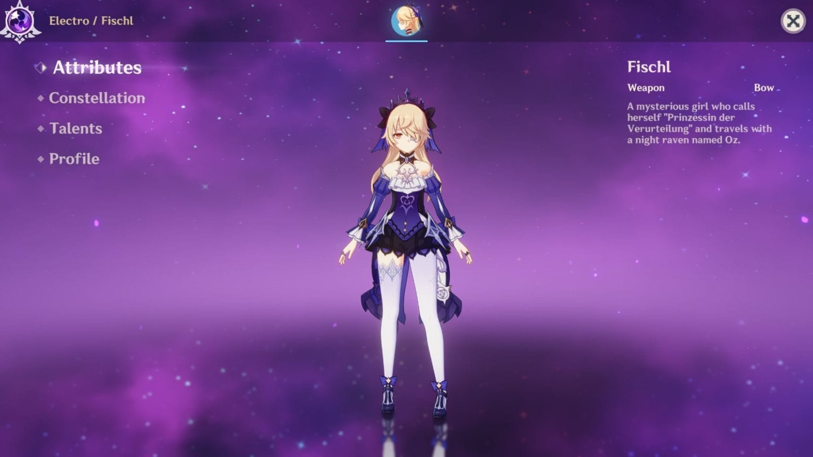 Fischl in-game (Image via HoYoverse)