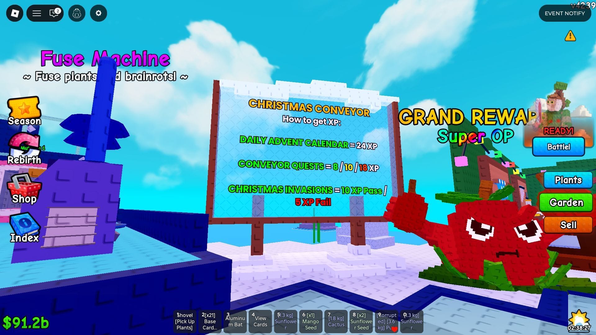 Christmas Conveyor XP sources (Image via Roblox)